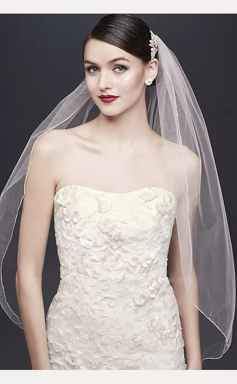 Oleg Cassini Subtle Pink 3D Floral Wedding Dress  Image 3