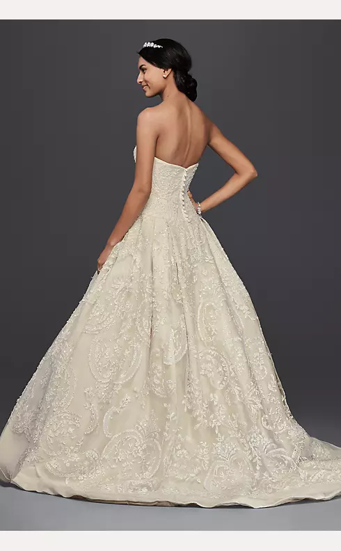 Oleg Cassini Beaded Lace Tulle Wedding Dress Image 2