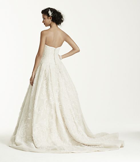 As Is Oleg Cassini Beaded Lace Tulle Wedding Dress Image 5