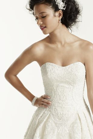 As Is Oleg Cassini Beaded Lace Tulle Wedding Dress | David's Bridal