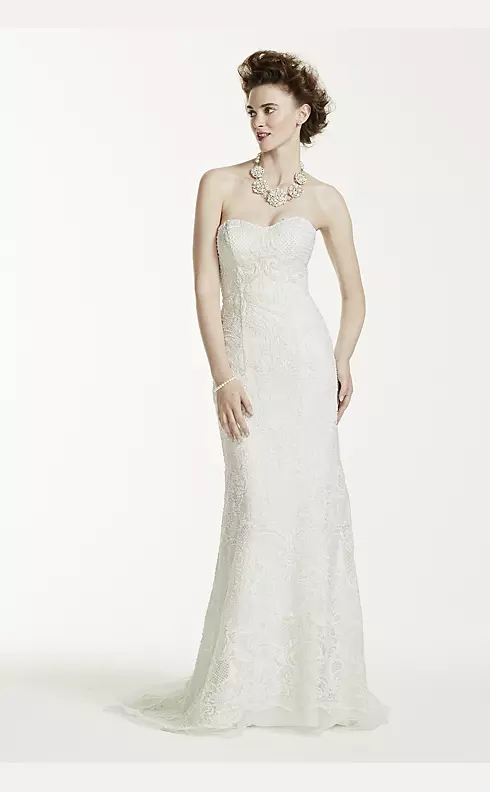 Oleg Cassini Lace Wedding Dress with Pearl Beads Image 1