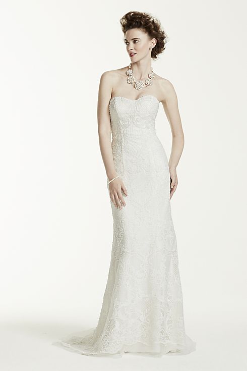 Oleg Cassini Lace Wedding Dress with Pearl Beads Image