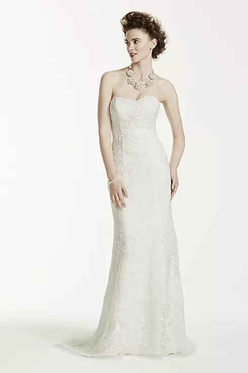 Oleg Cassini Lace Wedding Dress with Pearl Beads Image 1