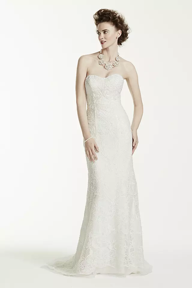 As-Is Petite Lace Wedding Dress with Pearl Beading Image