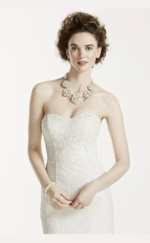 Oleg Cassini Lace Wedding Dress with Pearl Beads Image 5