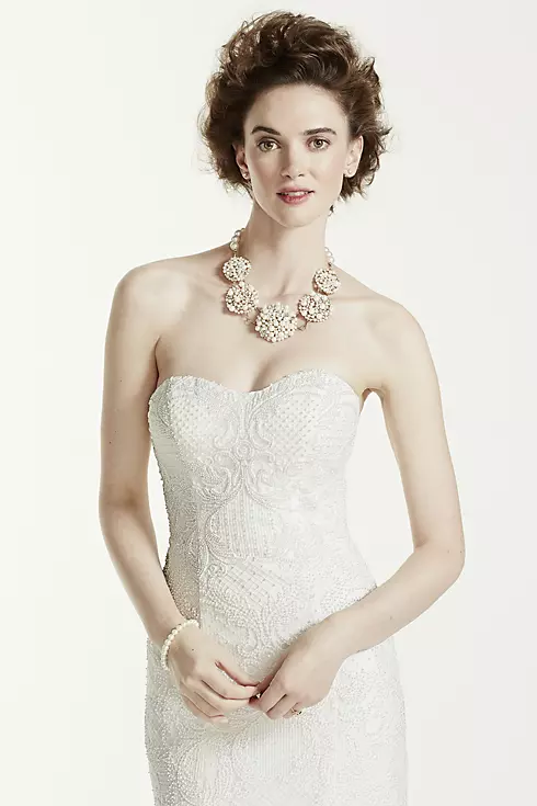As-Is Petite Lace Wedding Dress with Pearl Beading Image 3
