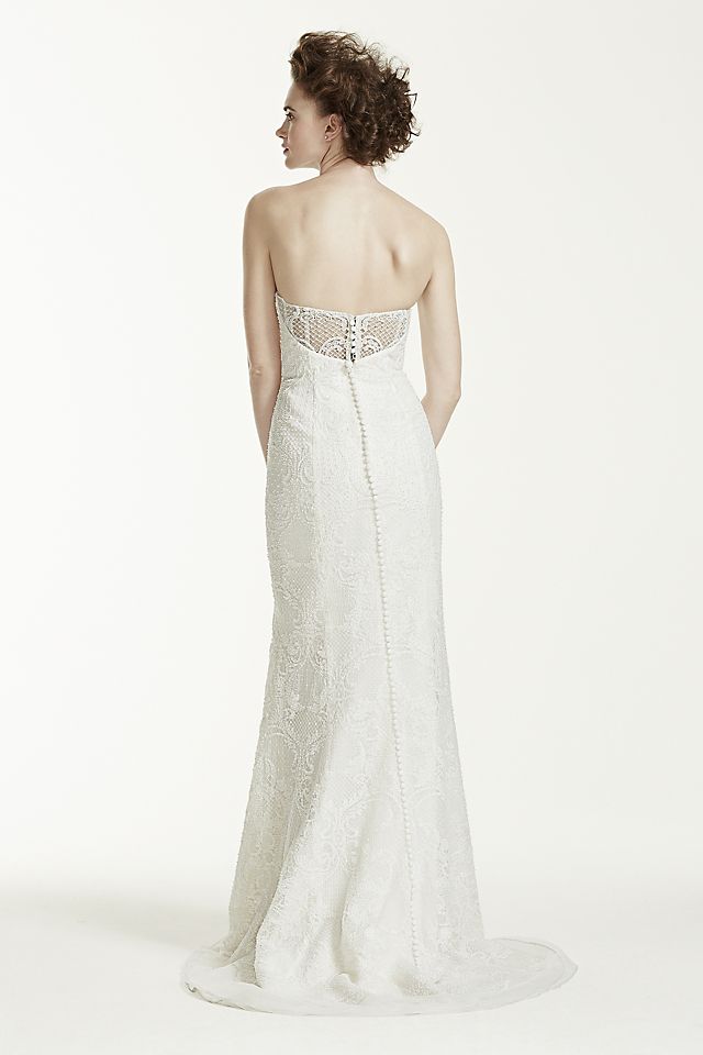 Oleg Cassini Lace Wedding Dress with Pearl Beads Image 6