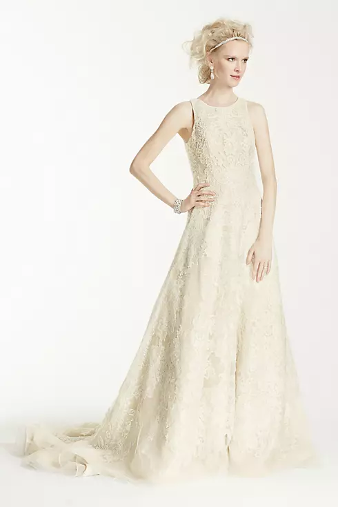 Oleg Cassini Tank Tulle Wedding Dress with Lace  Image 1