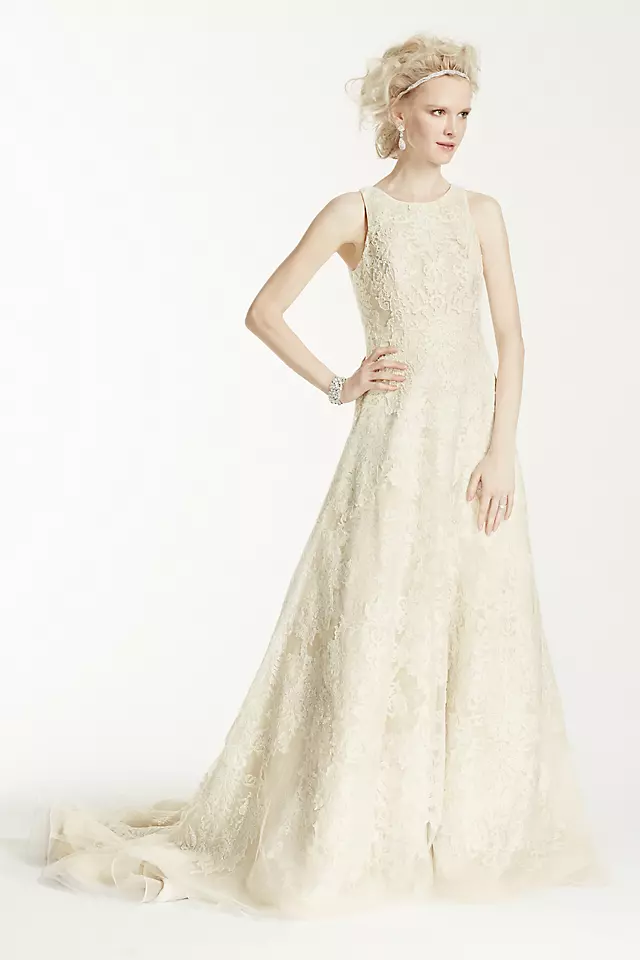Oleg Cassini Tank Tulle Wedding Dress with Lace  Image
