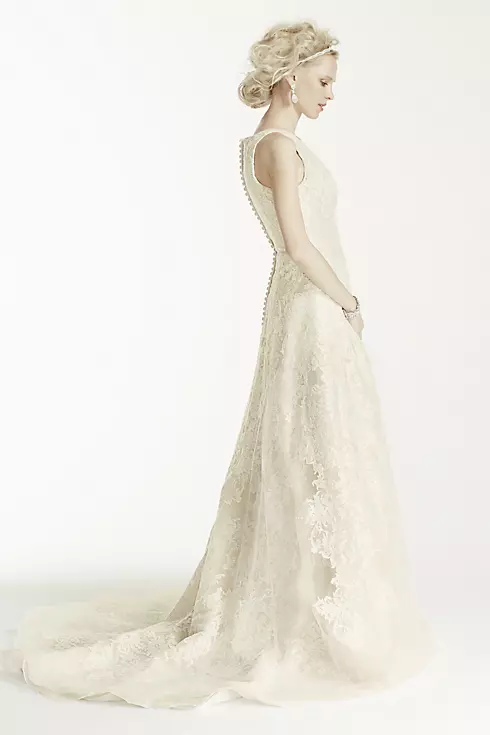 Oleg Cassini Tank Tulle Wedding Dress with Lace  Image 3