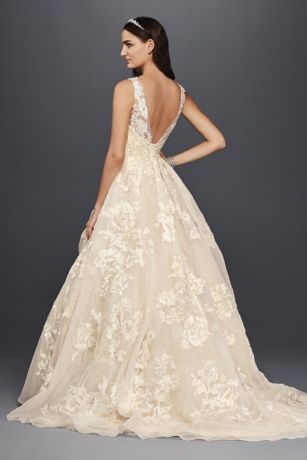 Oleg Cassini High Neck Tank Lace Wedding Dress | David's Bridal
