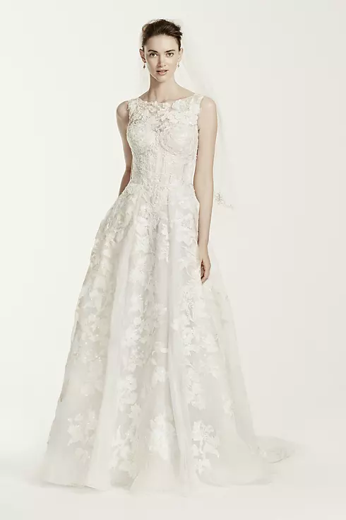 Oleg Cassini High Neck Tank Lace Wedding Dress  Image 1