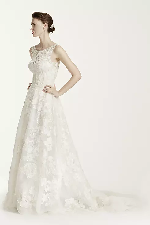 Oleg Cassini High Neck Tank Lace Wedding Dress  Image 3