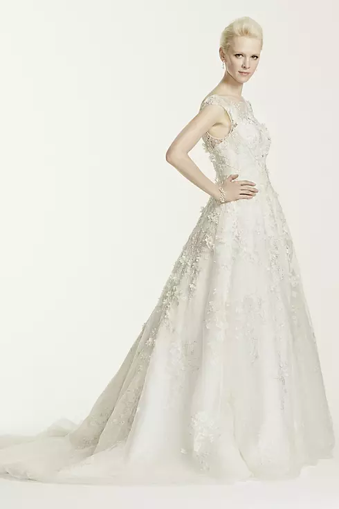 Oleg Cassini Wedding Dress with Flowers and Lace Image 3