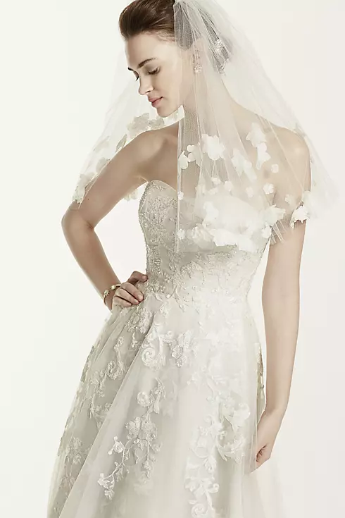 Oleg Cassini Tulle Short Wedding Dress with Lace Image 4