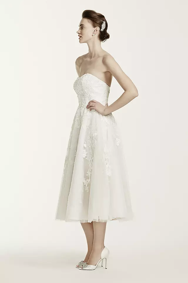 Oleg Cassini Tulle Short Wedding Dress with Lace Image 3