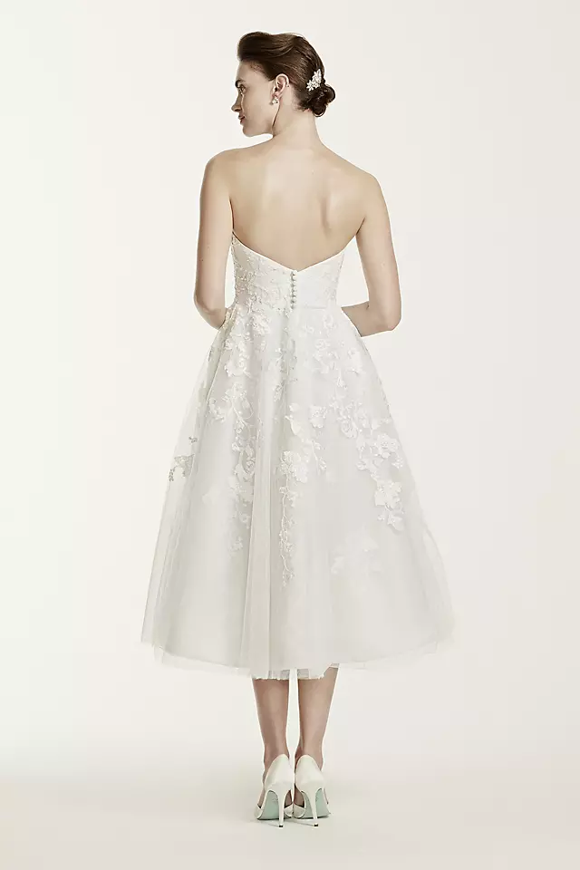 Oleg Cassini Tulle Short Wedding Dress with Lace Image 2