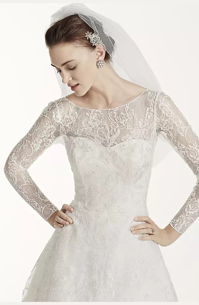 Oleg Cassini Tea Length Lace Tulle Wedding Dress Image 5