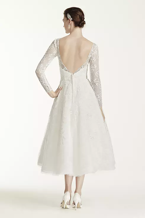 Oleg Cassini Tea Length Lace Tulle Wedding Dress Image 2