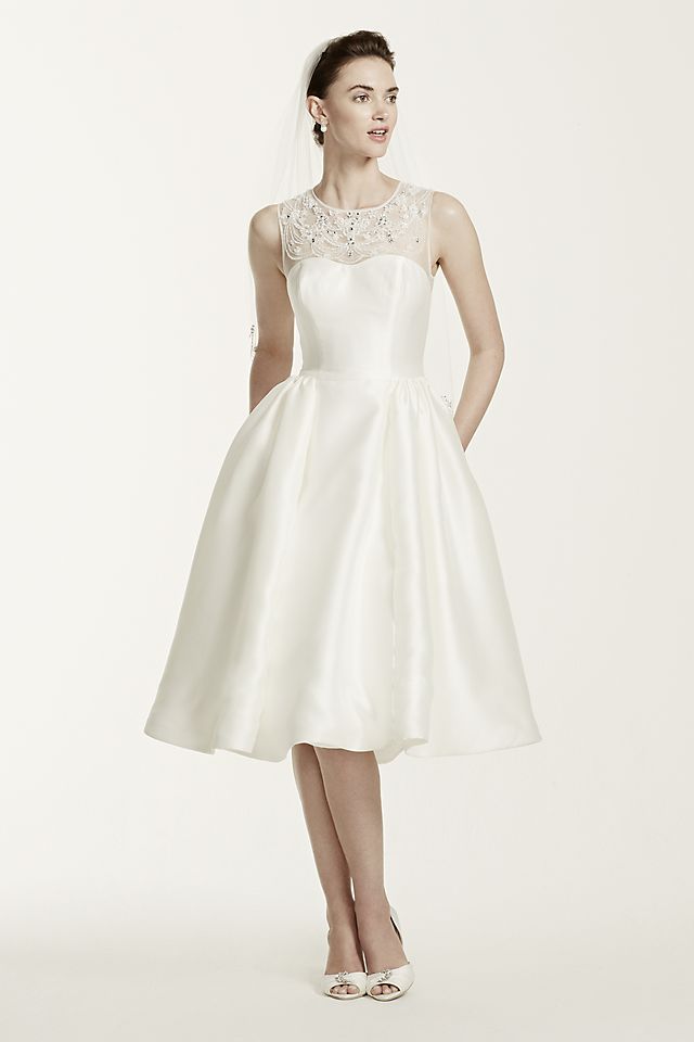As-Is Oleg Cassini Mikado Tea Length Wedding Dress Image 1