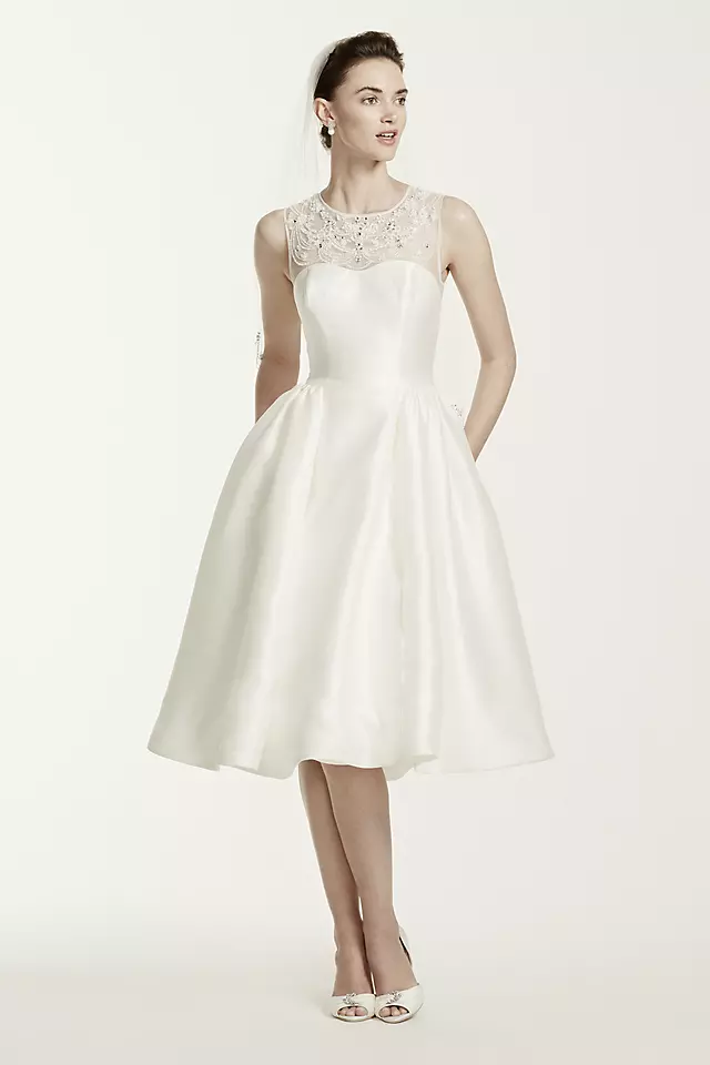 As-Is Oleg Cassini Mikado Tea Length Wedding Dress Image