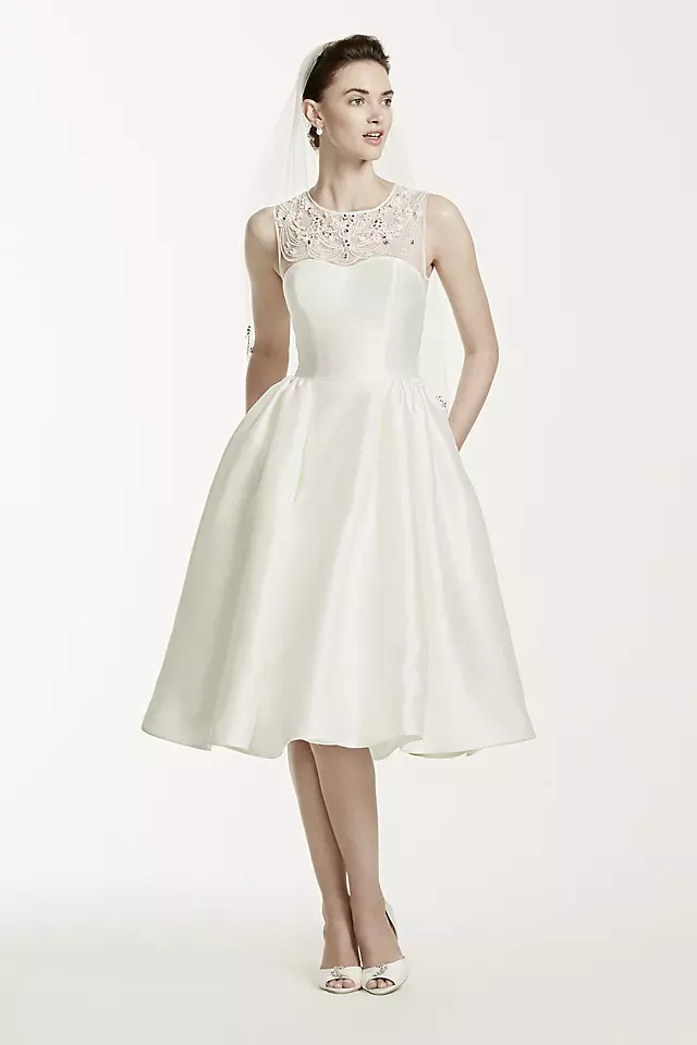 Oleg Cassini Mikado Tea Length Wedding Dress Image
