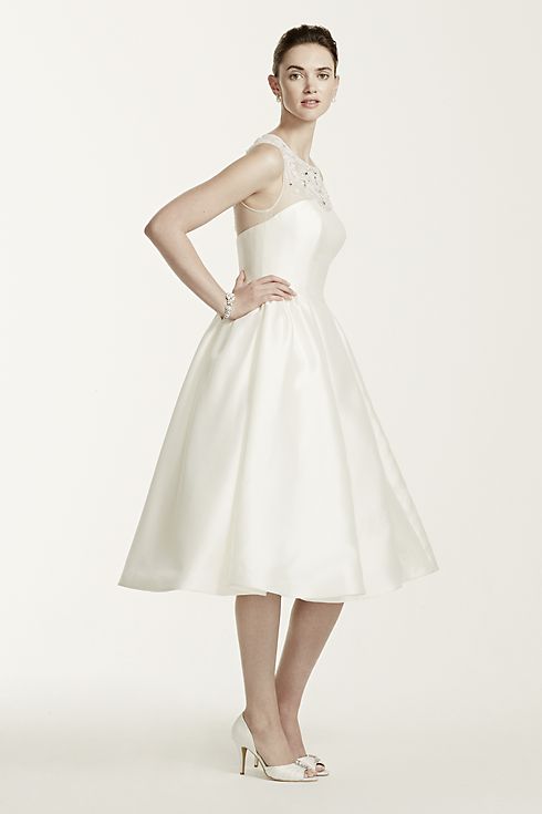 As-Is Oleg Cassini Mikado Tea Length Wedding Dress Image 3