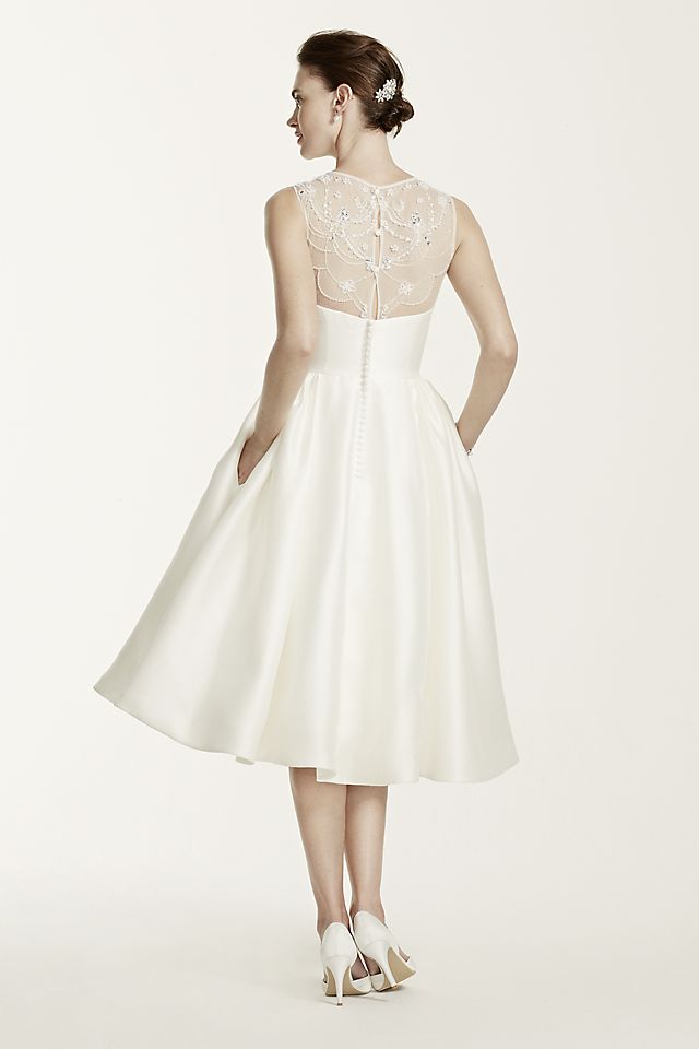 As-Is Oleg Cassini Mikado Tea Length Wedding Dress Image 2