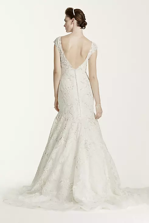 Oleg Cassini Cap Sleeve Wedding Dress with Lace Image 2