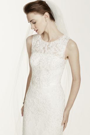 Oleg Cassini Tank Illusion Back Wedding Dress | David's Bridal