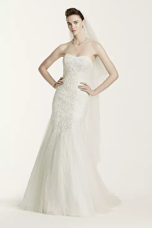 As-Is Tulle Mermaid Wedding Dress with Lace Image 1