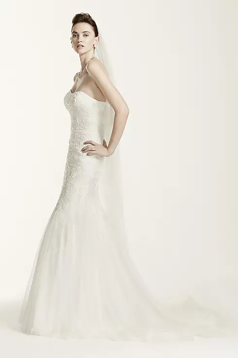 Oleg Cassini Tulle Mermaid Wedding Dress with Lace Image 3