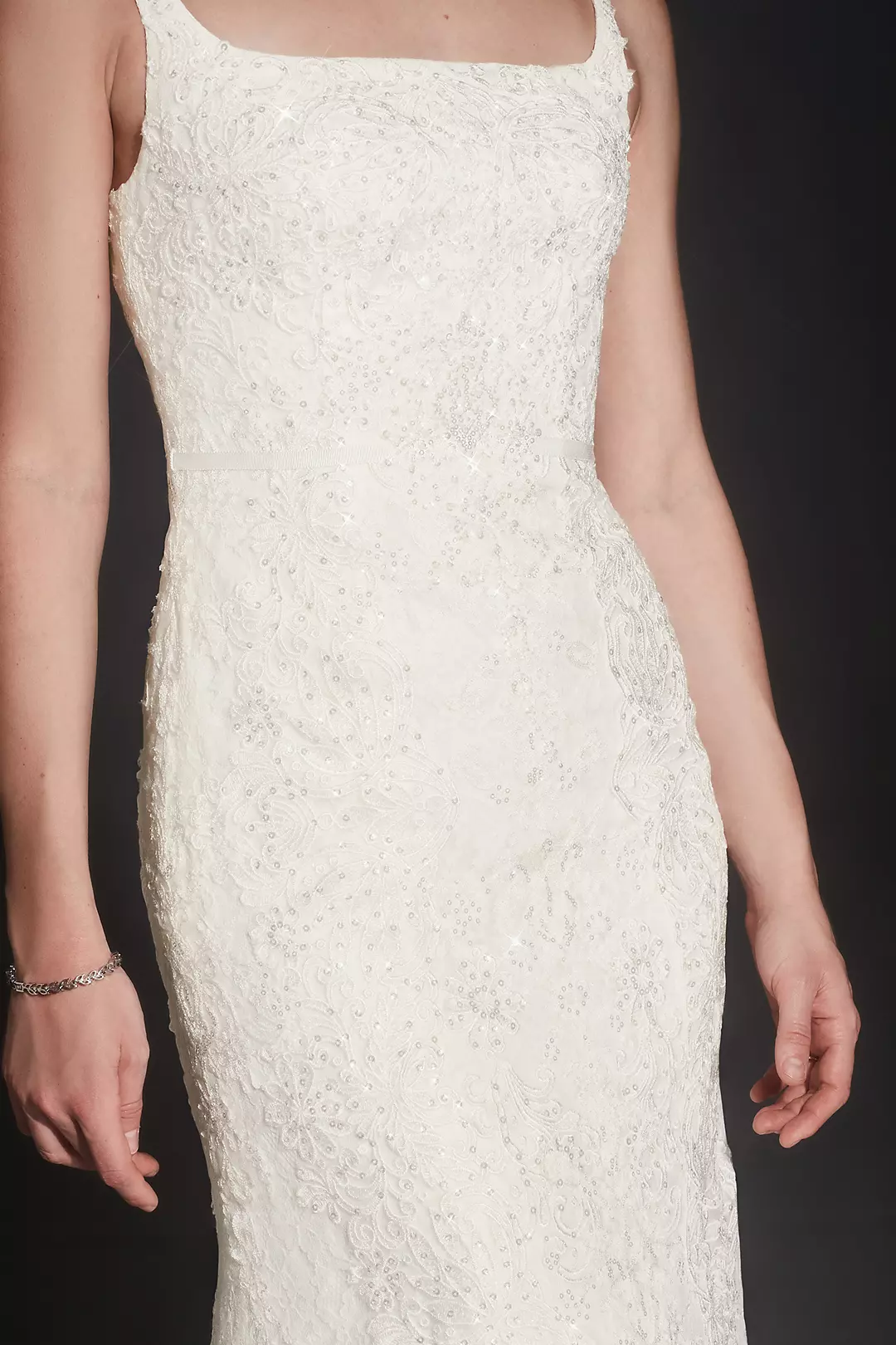 Oleg Cassini Tank Lace Wedding Dress with Beading | David's Oleg Cassini Tank Lace Wedding Dress with Beading | David's