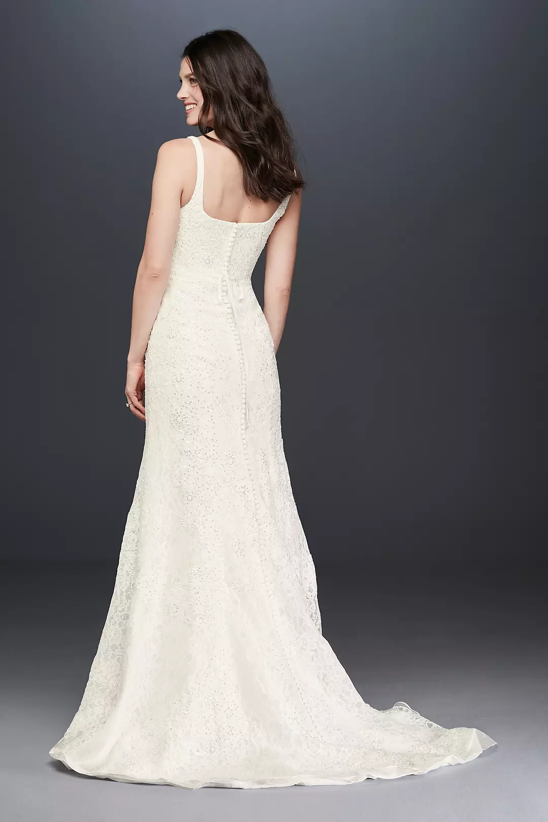 Oleg Cassini Tank Lace Wedding Dress with Beading | David's Oleg Cassini Tank Lace Wedding Dress with Beading | David's