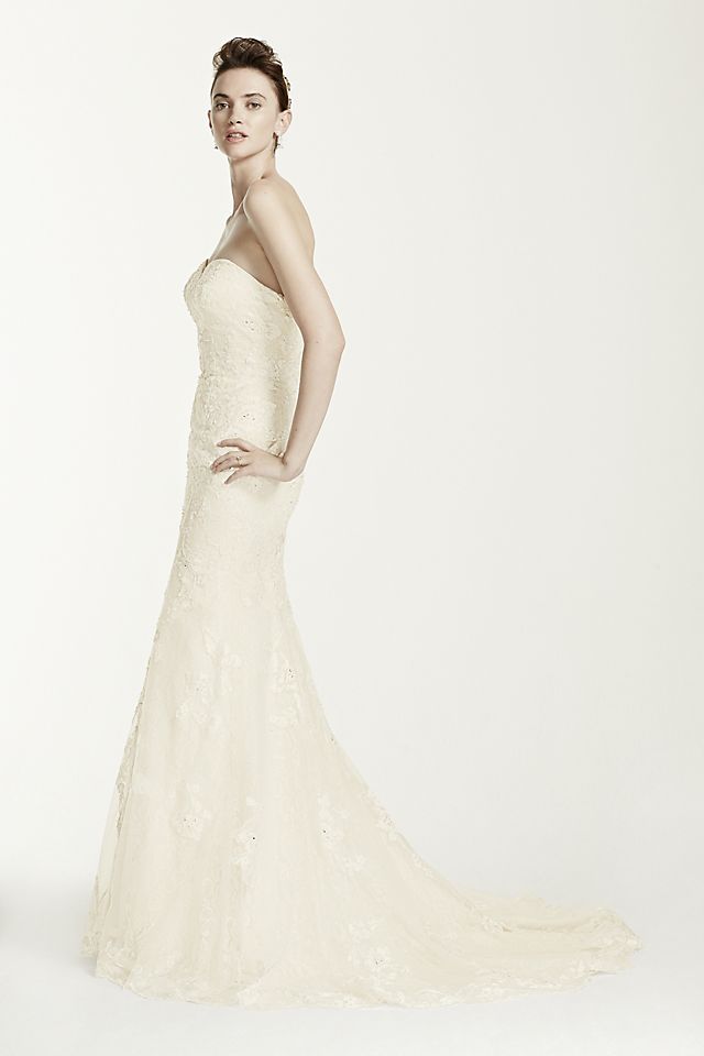 Oleg Cassini Tulle Wedding Dress with Beaded Lace Image 3