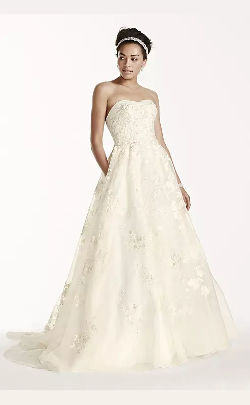 Strapless Tulle Ball Gown with Beaded Satin Bodice Image 1