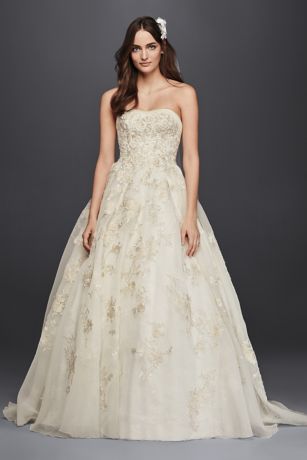 Oleg Cassini Organza Veiled Lace Wedding Dress David's Bridal