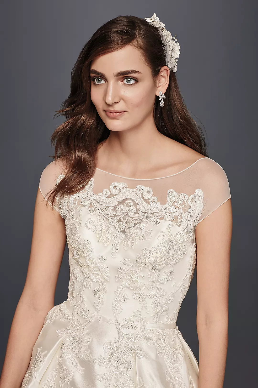As-Is Illusion Cap Sleeve Wedding Dress Image 3