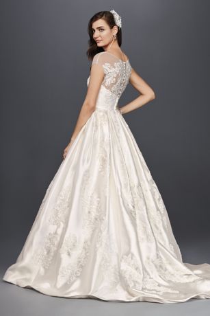 Oleg Cassini Illusion Cap Sleeve Wedding Dress | David's Bridal