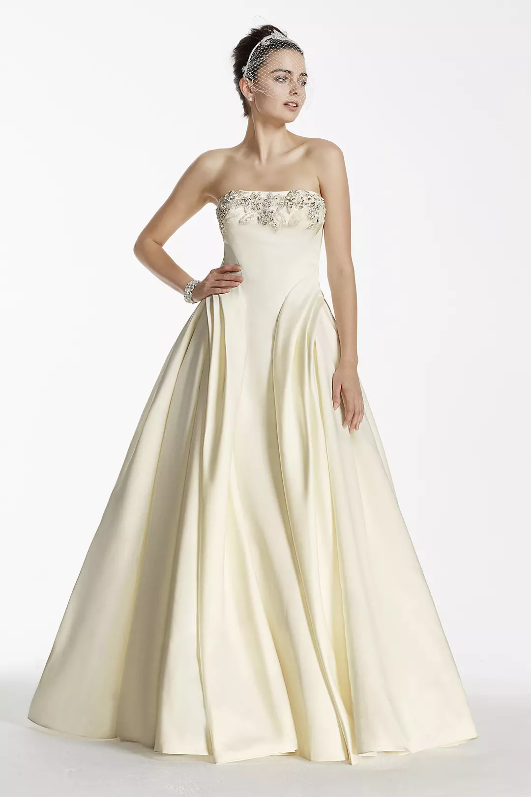 As-Is Satin Wedding Dress with Beading Detail Image