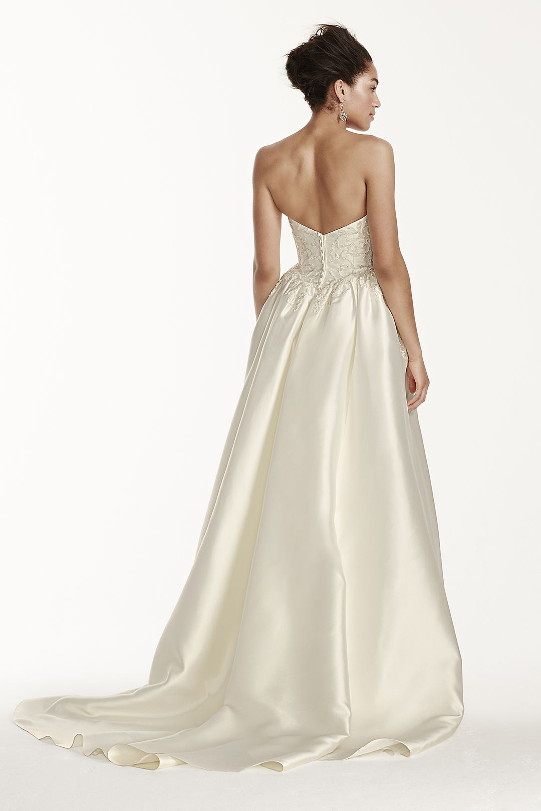 Oleg Cassini Silk Wedding Dress with Beaded Detail Image 4
