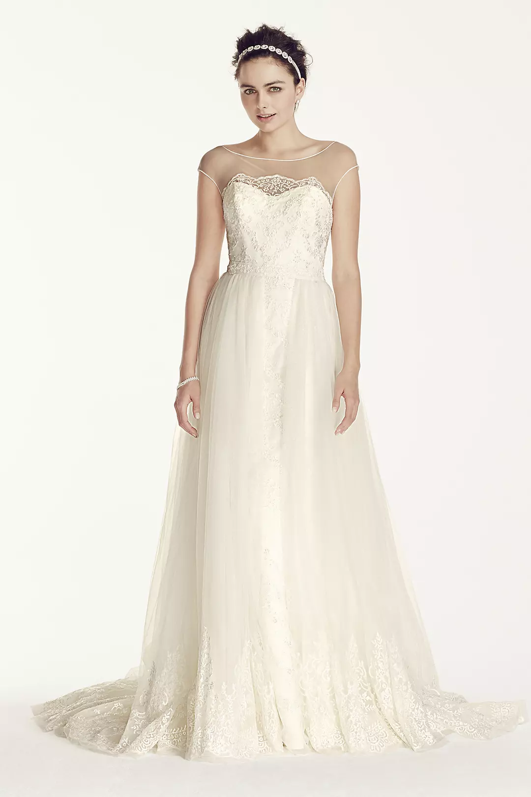 As-Is Cap Sleeve Tulle A-line Wedding Dress Image