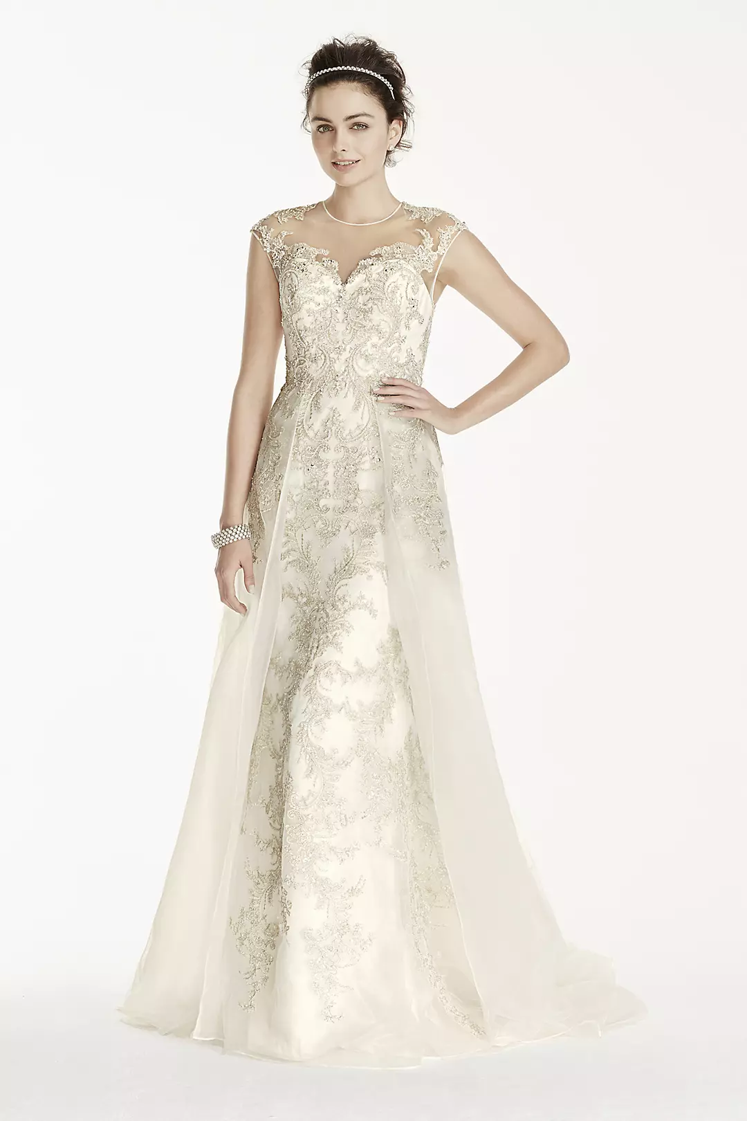 Oleg Cassini Beaded Lace with Tulle Wedding Dress Image