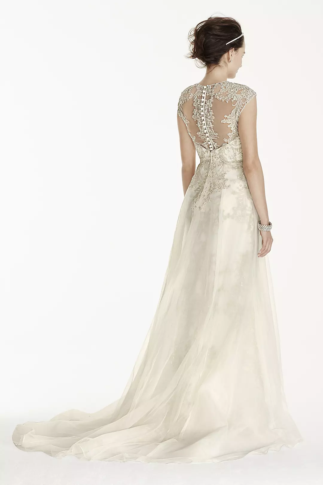 Oleg Cassini Beaded Lace with Tulle Wedding Dress Image 2