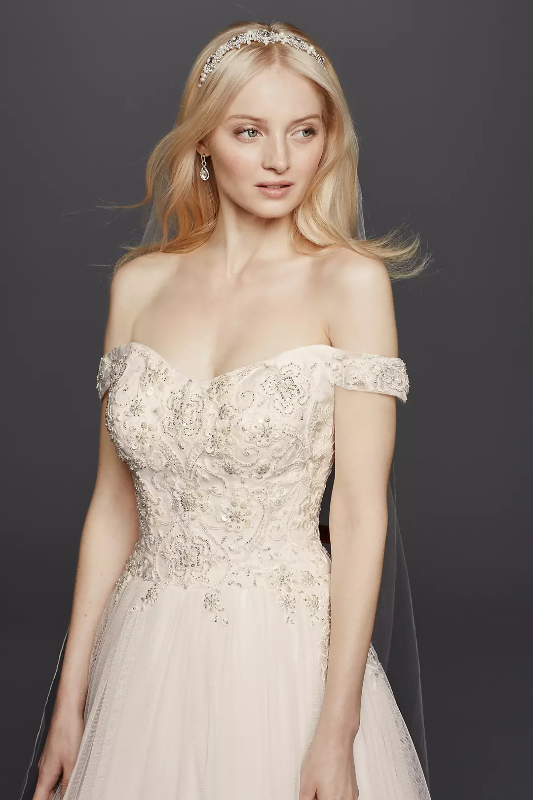 As-Is Off the Shoulder Swag Sleeved Wedding Dress Image 3