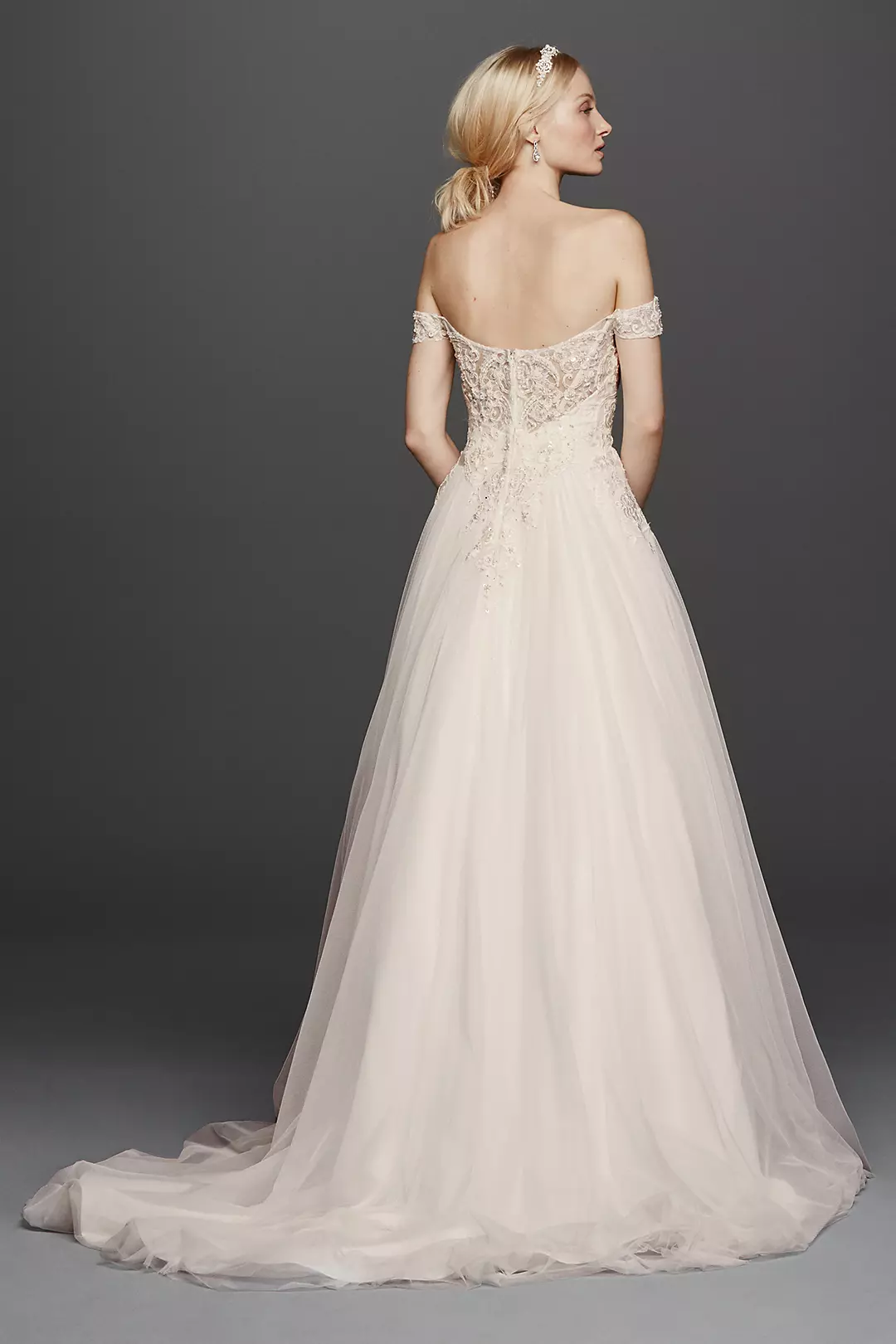 As-Is Off the Shoulder Swag Sleeved Wedding Dress | David's As-Is Off the Shoulder Swag Sleeved Wedding Dress | David's