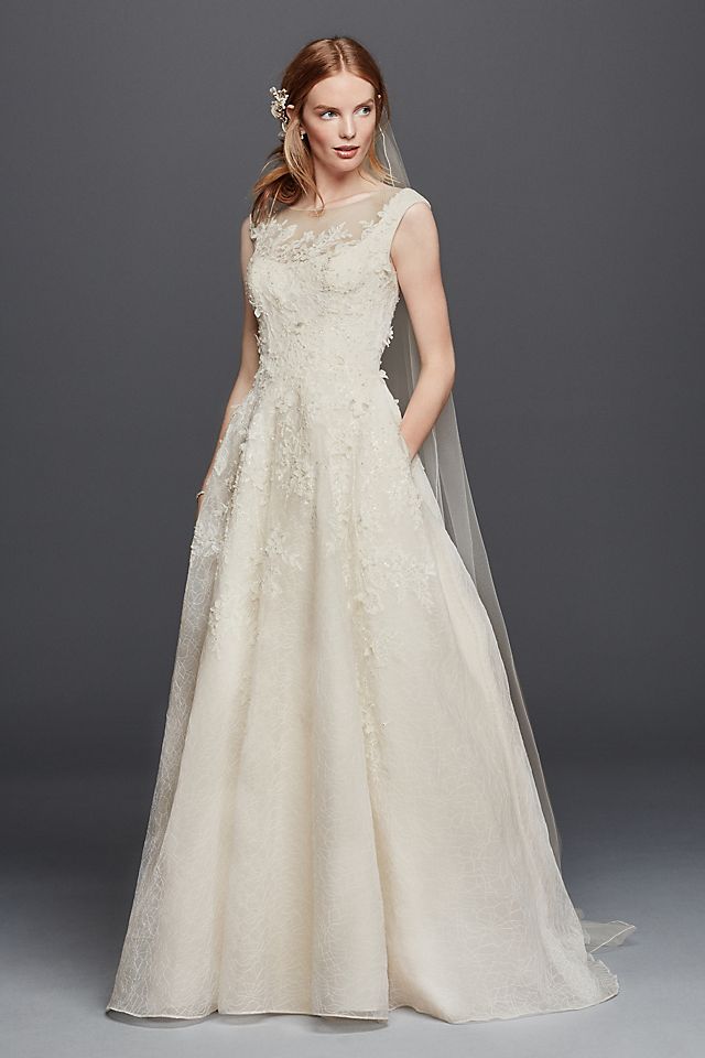As-Is Cap Sleeve Wedding Dress with Textured Skirt Image 5