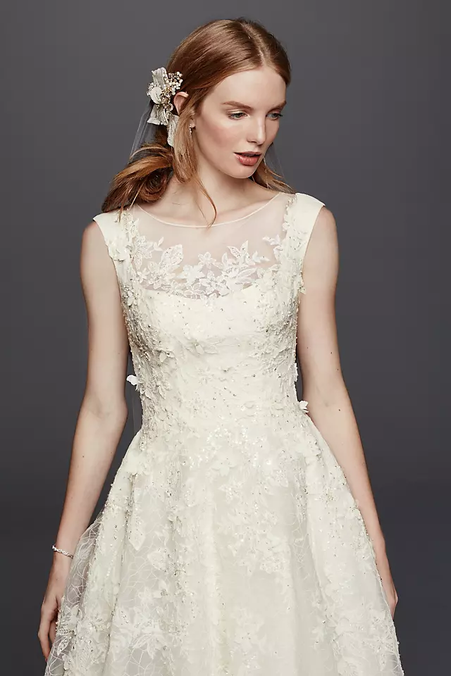 As-Is Cap Sleeve Wedding Dress with Textured Skirt Image 3