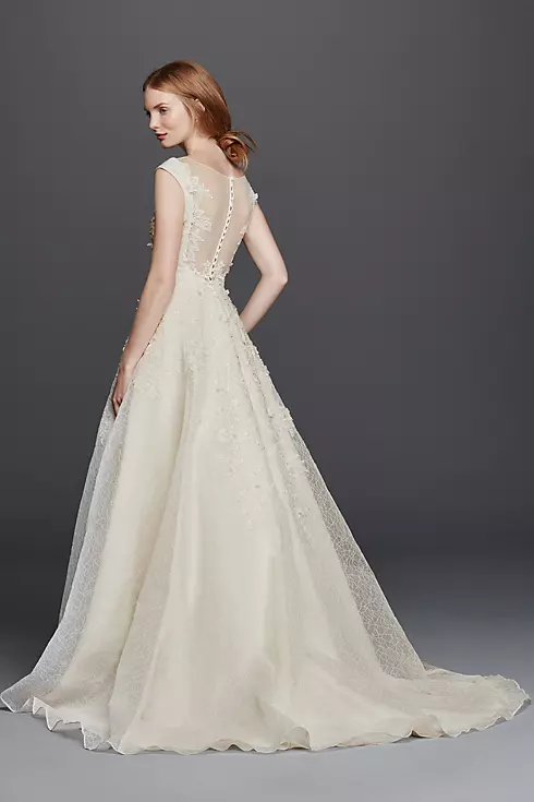 As-Is Cap Sleeve Wedding Dress with Textured Skirt Image 2
