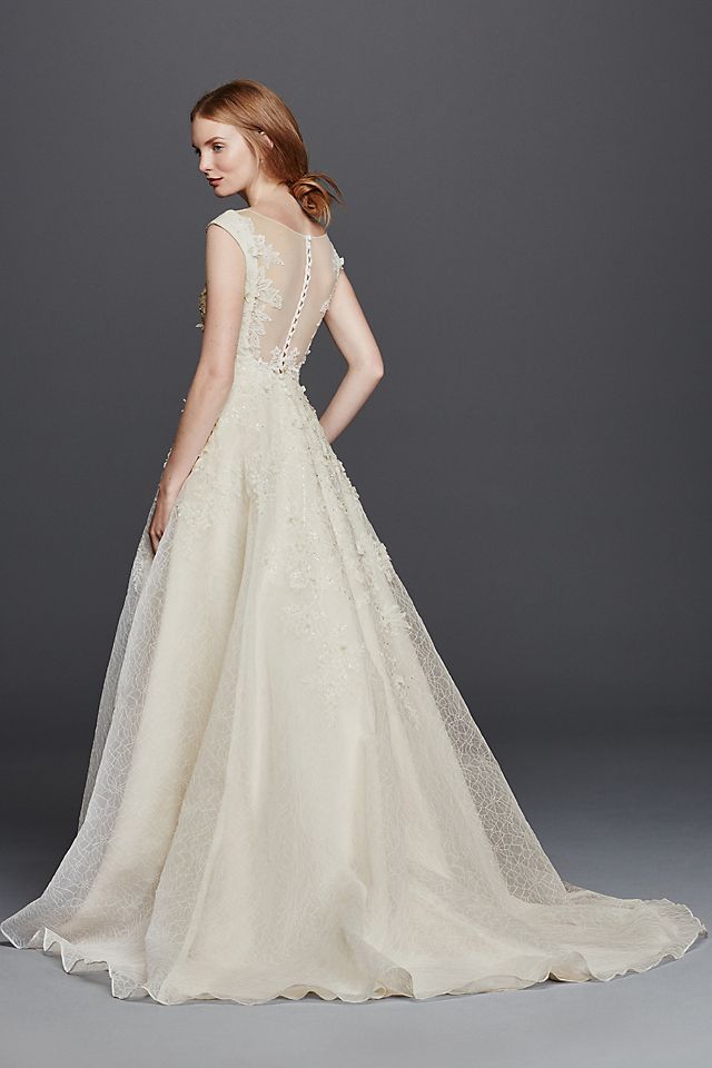 As-Is Cap Sleeve Wedding Dress with Textured Skirt Image 5